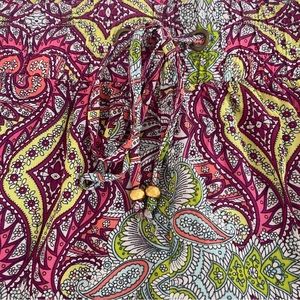 OndadeMar Colorful Paisley print Cover Up Beach Wear Lounge Boho Pants - S small